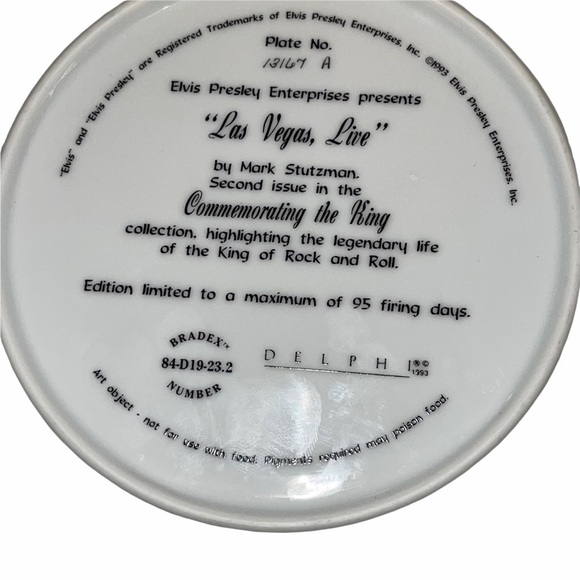 Elvis Presley Las Vegas Live Delphi Bradex Plate - Picture 2 of 2